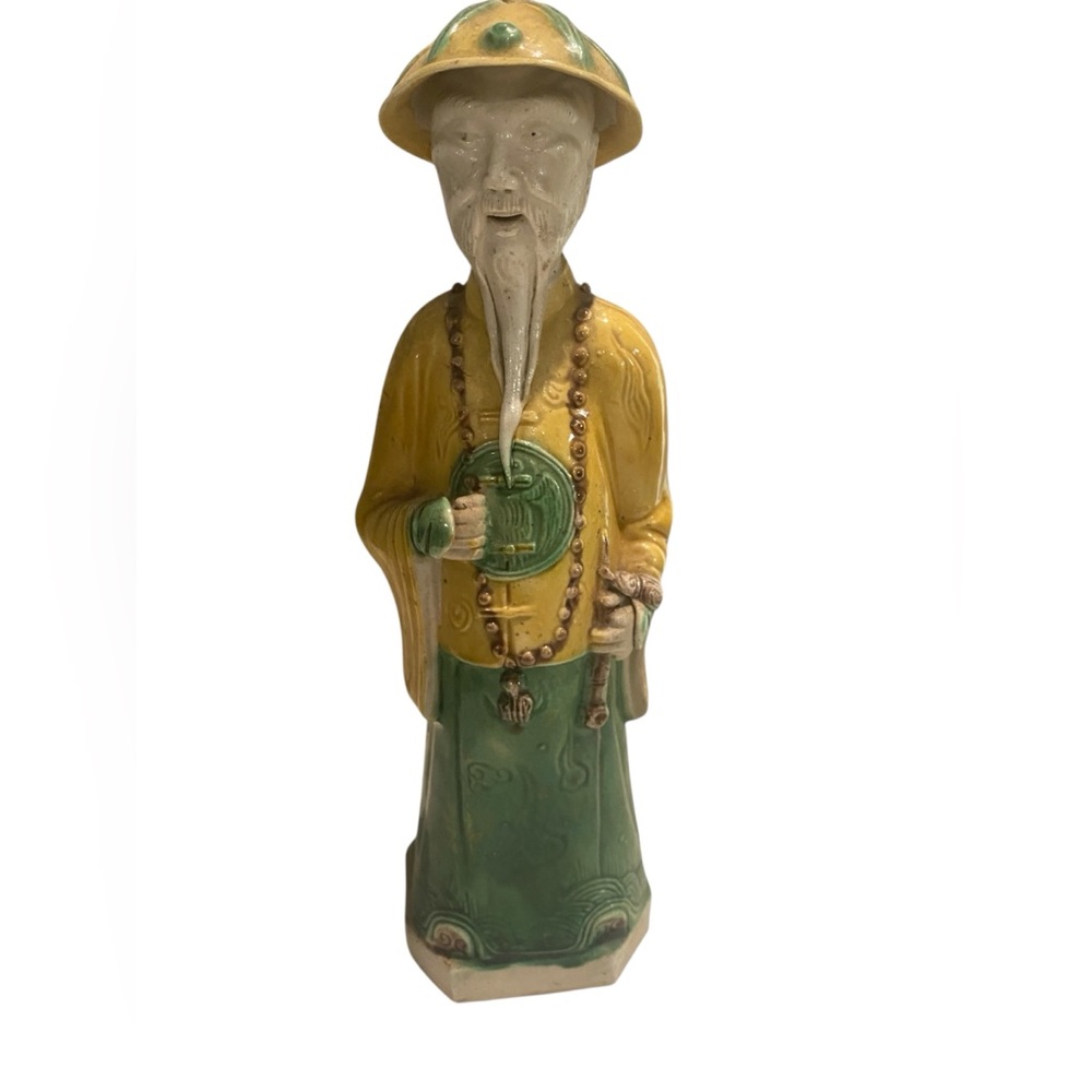 1900s Late Qing/Republic Chinese Mandarin Elderly Man Porcelain Figure - Picture 12 of 15